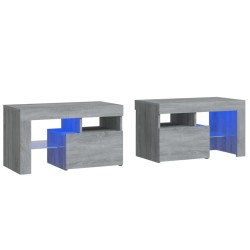 vidaXL Mesitas de noche con luces LED 2 uds gris sonoma 70x36,5x40 cm
