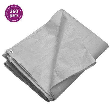vidaXL Lona HDPE gris 260 g/m² 8x8 m