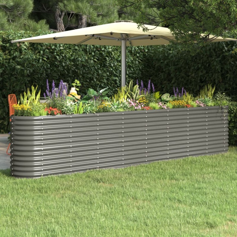 vidaXL Jardinera arriate acero recubrimiento polvo gris 332x40x68 cm vidaXL Jardinera arriate acero recubrimiento polvo gris 332x40x68 cm