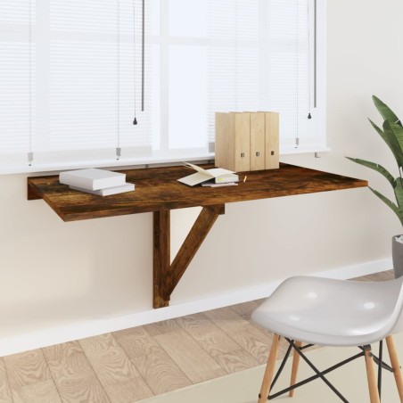vidaXL Mesa de pared plegable contrachapada roble ahumado 100x60x56 cm