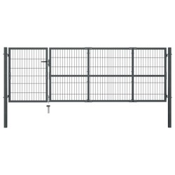 vidaXL Puerta de valla de jardín con postes acero antracita 350x100 cm