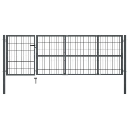 vidaXL Puerta de valla de jardín con postes acero antracita 350x100 cm