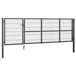 vidaXL Puerta de valla de jardín con postes acero antracita 350x100 cm