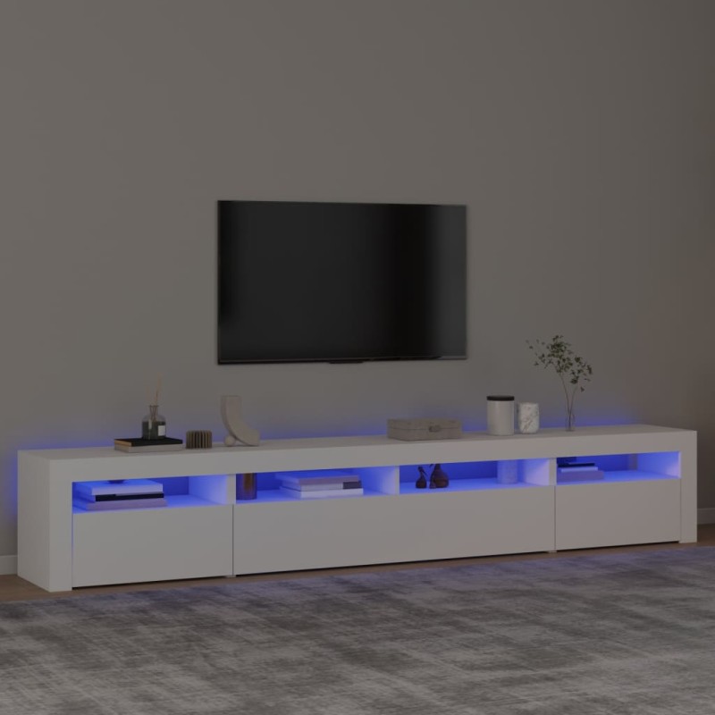vidaXL Mueble de TV con luces LED blanco 240x35x40 cm vidaXL Mueble de TV con luces LED blanco 240x35x40 cm