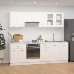 vidaXL Juego de muebles de cocina 8 piezas madera de ingeniería blanco