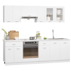 vidaXL Juego de muebles de cocina 8 piezas madera de ingeniería blanco
