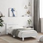 vidaXL Estructura cama con cabecero madera ingeniería blanco 100x200cm vidaXL Estructura cama con cabecero madera ingeniería blanco 100x200cm