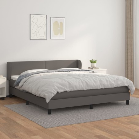 vidaXL Cama box spring con colchón cuero sintético gris 160x200 cm