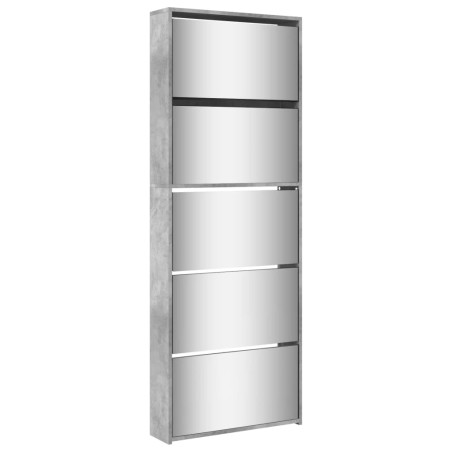 vidaXL Mueble zapatero y espejo 5 niveles gris hormigón 63x17x169,5 cm