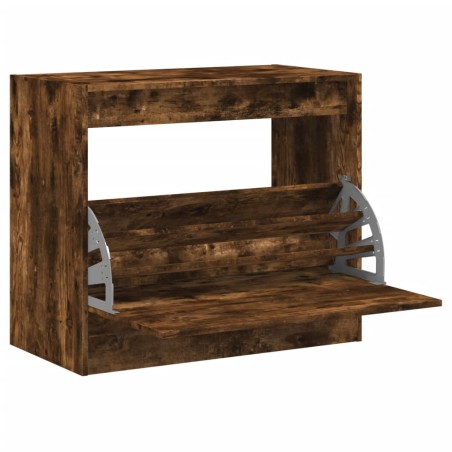 vidaXL Zapatero de madera de ingeniería roble ahumado 80x42x69 cm