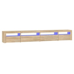 vidaXL Mueble de TV con luces LED roble Sonoma 270x35x40 cm