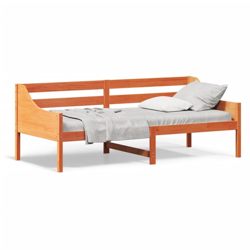 vidaXL Sofá cama de madera maciza de pino marrón cera 100x200 cm vidaXL Sofá cama de madera maciza de pino marrón cera 100x200 cm