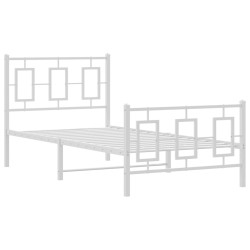 vidaXL Estructura cama metal con cabecero y pie cama blanca 90x200 cm