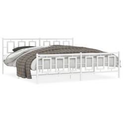 vidaXL Estructura cama metal con cabecero y estribo blanco 200x200 cm