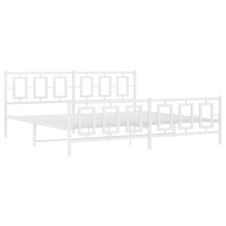 vidaXL Estructura cama metal con cabecero y estribo blanco 200x200 cm