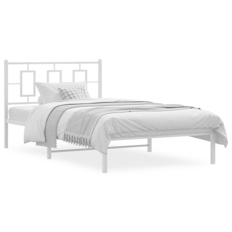 vidaXL Estructura de cama de metal con cabecero blanco 107x203 cm vidaXL Estructura de cama de metal con cabecero blanco 107x203 cm