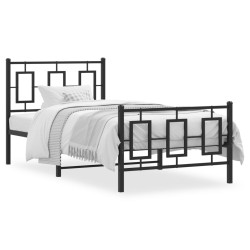 vidaXL Estructura de cama con cabecero y estribo metal negro 90x200 cm