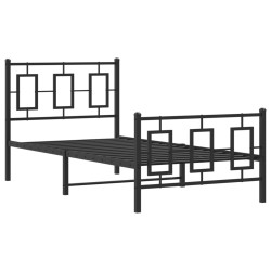 vidaXL Estructura de cama con cabecero y estribo metal negro 90x200 cm