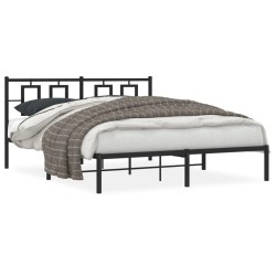 vidaXL Estructura de cama con cabecero metal negro 160x200 cm