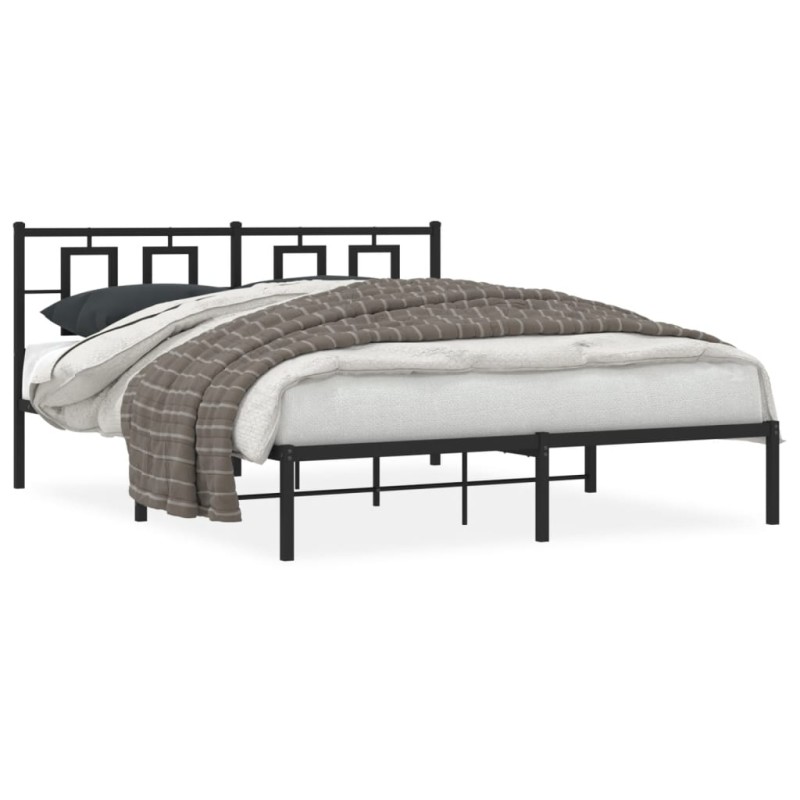 vidaXL Estructura de cama con cabecero metal negro 160x200 cm