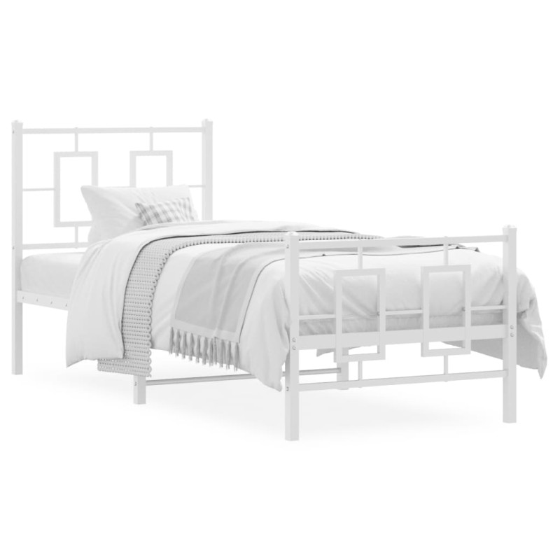 vidaXL Estructura cama metal con cabecero y pie cama blanca 80x200 cm vidaXL Estructura cama metal con cabecero y pie cama blanca 80x200 cm