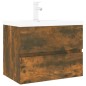vidaXL Mueble de baño con lavabo madera contrachapada roble ahumado vidaXL Mueble de baño con lavabo madera contrachapada roble ahumado