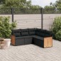 vidaXL Set de muebles de jardín 5 pzas y cojines ratán sintético negro vidaXL Set de muebles de jardín 5 pzas y cojines ratán sintético negro