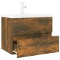 vidaXL Mueble de baño con lavabo madera contrachapada roble ahumado vidaXL Mueble de baño con lavabo madera contrachapada roble ahumado