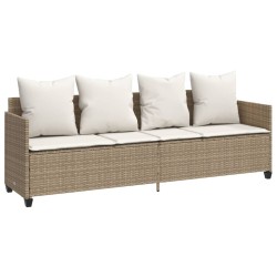 vidaXL Tumbona con cojines ratán sintético beige