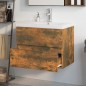 vidaXL Mueble de baño con lavabo madera contrachapada roble ahumado vidaXL Mueble de baño con lavabo madera contrachapada roble ahumado