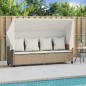 vidaXL Tumbona con capota y cojines ratán sintético beige vidaXL Tumbona con capota y cojines ratán sintético beige