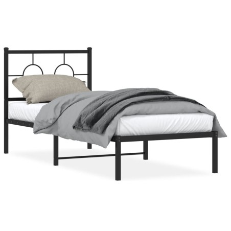 vidaXL Estructura de cama con cabecero metal negro 80x200 cm