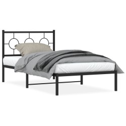 vidaXL Estructura de cama con cabecero metal negro 100x190 cm