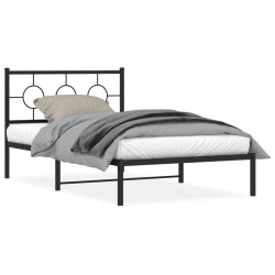 vidaXL Estructura de cama con cabecero metal negro 107x203 cm