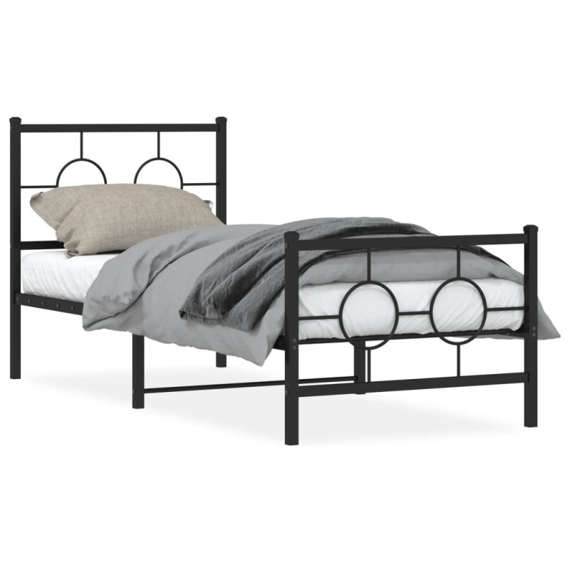 vidaXL Estructura de cama con cabecero y estribo metal negro 75x190 cm vidaXL Estructura de cama con cabecero y estribo metal negro 75x190 cm
