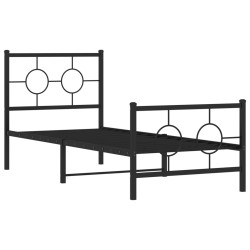 vidaXL Estructura de cama con cabecero y estribo metal negro 75x190 cm