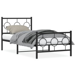 vidaXL Estructura de cama con cabecero y estribo metal negro 90x190 cm