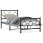 vidaXL Estructura de cama con cabecero y estribo metal negro 90x190 cm