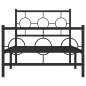 vidaXL Estructura de cama con cabecero y estribo metal negro 90x190 cm