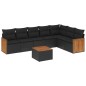 vidaXL Set de sofás de jardín 8 piezas y cojines ratán sintético negro vidaXL Set de sofás de jardín 8 piezas y cojines ratán sintético negro