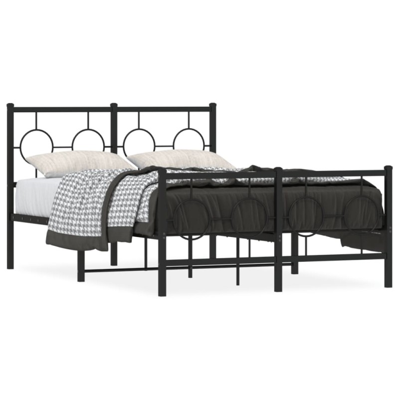 vidaXL Estructura de cama con cabecero y pie metal negro 120x190 cm vidaXL Estructura de cama con cabecero y pie metal negro 120x190 cm