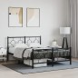 vidaXL Estructura de cama cabecero y estribo metal negro 135x190 cm