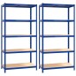 vidaXL Estantería 5 niveles 2 uds acero y madera contrachapada azul vidaXL Estantería 5 niveles 2 uds acero y madera contrachapada azul