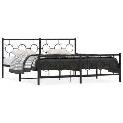 vidaXL Estructura de cama cabecero y estribo metal negro 180x200 cm