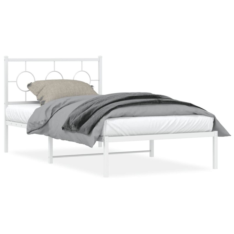 vidaXL Estructura de cama de metal con cabecero blanco 100x190 cm vidaXL Estructura de cama de metal con cabecero blanco 100x190 cm