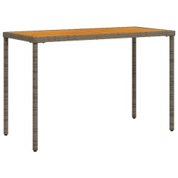 vidaXL Mesa de jardín superficie de madera ratán PE gris 115x54x74 cm