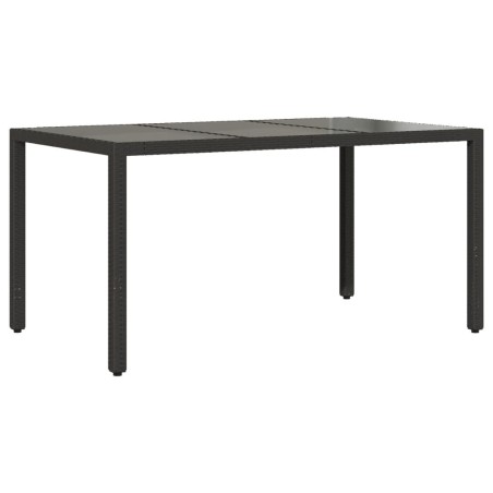 vidaXL Mesa de jardín superficie de vidrio ratán PE negro 150x90x75 cm