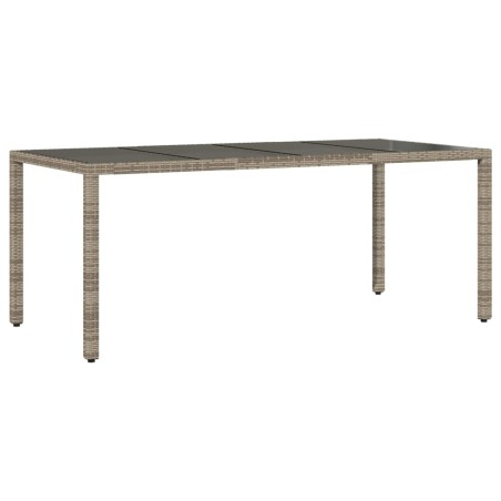 vidaXL Mesa de jardín superficie de vidrio ratán PE gris 190x90x75 cm