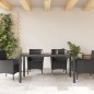 vidaXL Mesa de jardín superficie de vidrio ratán PE negro 150x90x75 cm vidaXL Mesa de jardín superficie de vidrio ratán PE negro 150x90x75 cm