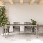 vidaXL Mesa de jardín superficie de vidrio ratán PE gris 190x90x75 cm vidaXL Mesa de jardín superficie de vidrio ratán PE gris 190x90x75 cm